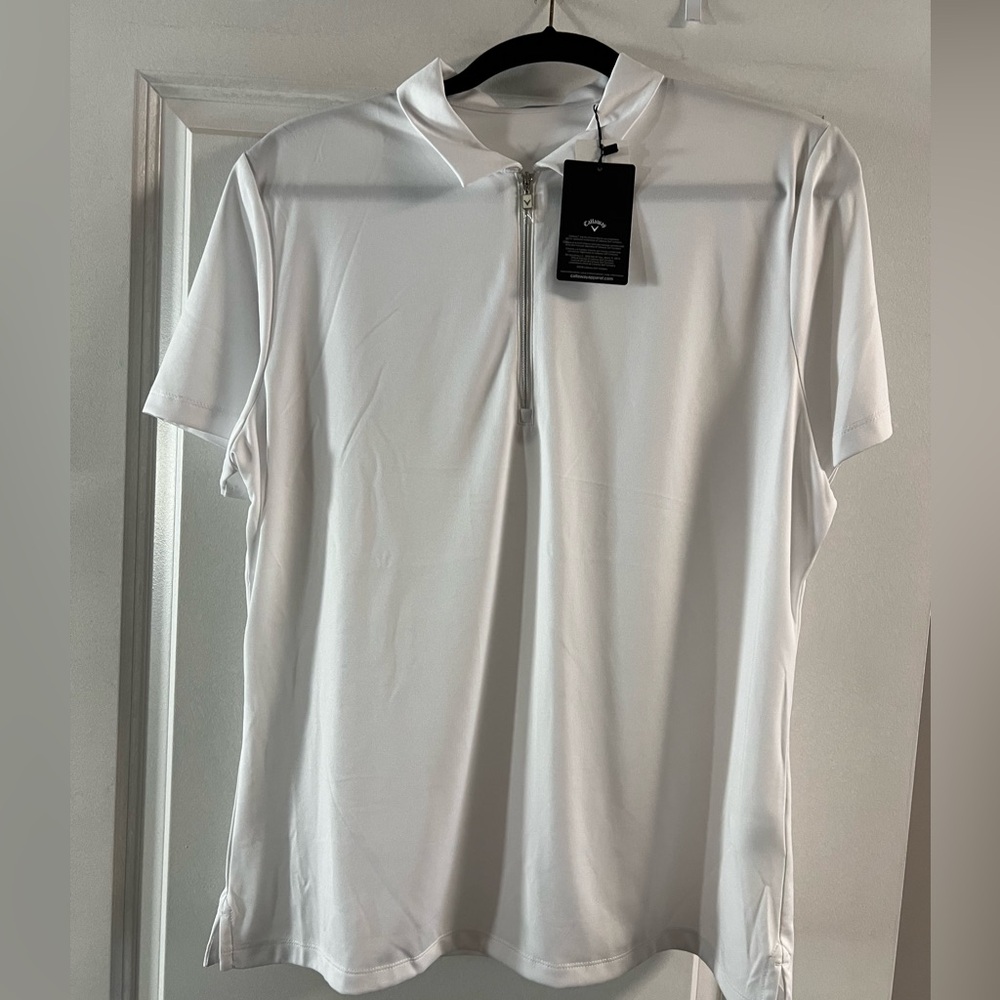NWT Women’s Callaway White Polo with zipper